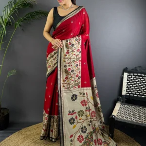 Home red pure cotton viscose kalamkari print